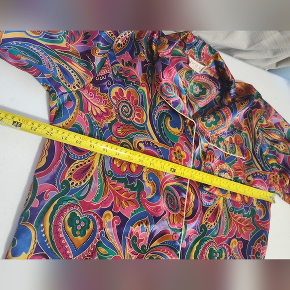 Aldofo kaleidoscope 80s 90s Paisley silky button down night shirt S/m - Picture 8 of 9